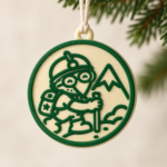 Adorno navideño conceptual de Satortxu en relieve 3D, crema y verde