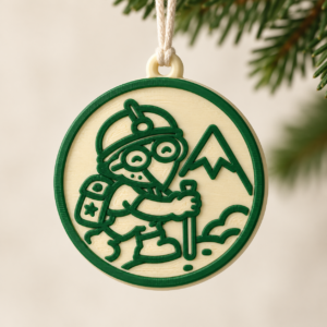 Adorno navideño conceptual de Satortxu en relieve 3D, crema y verde